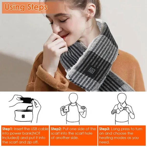 Electric Heated Scarf USB Heating Neck Wrap Unisex Winter Heated Neck Shawl - Image 2