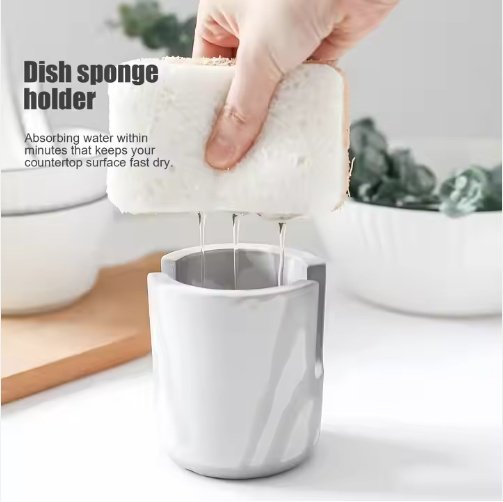 Diatom Mud Sponge Rack Kitchen & Bathroom Sink Caddy For Sponges Scrubbers - Image 2