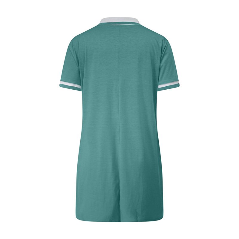 Women's Polo Dress Short Sleeve V Neck Casual Summer Mini Shirt Dress With Pockets - Image 7