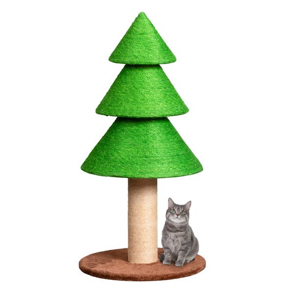 31.5in Christmas Tree Cat Scratcher, Cat Scratching Post For Indoor Cats, Large Sisal Cat Scratching Tree Cat Scratch Tower, Grass Green - Image 6
