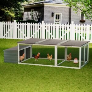 20.93ft  Large Wooden Chicken Coop Outdoor Hen House With Nesting Box  Weatherproof Asphalt Roof Walk In Poultry Cage With Secure Locks Metal Mesh Run For  Farm Use