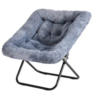 Comfy Chair For Adults, Soft Faux Fur Folding Lounge Large Size Foldable