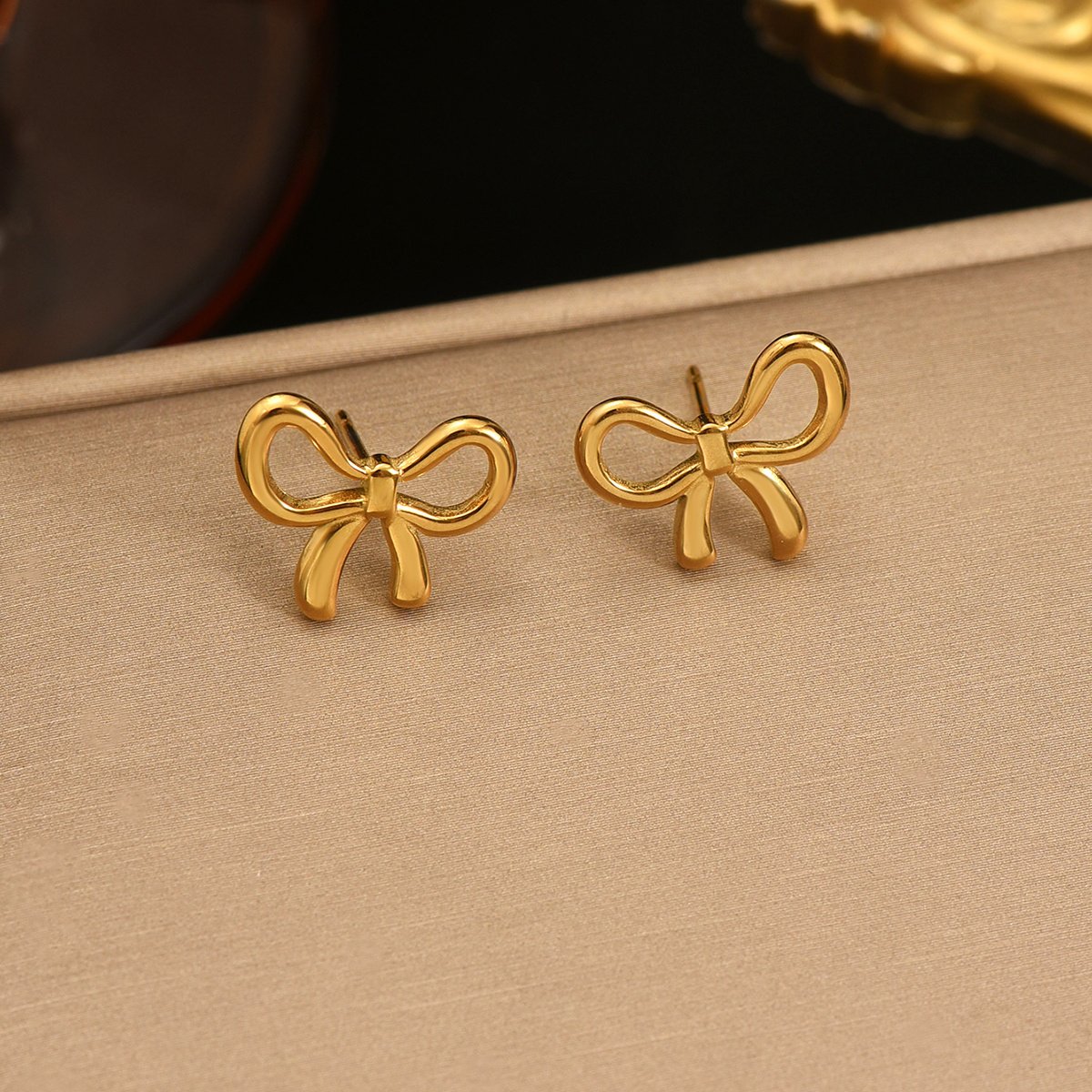 Stainless Steel Bow Earrings - Image 4