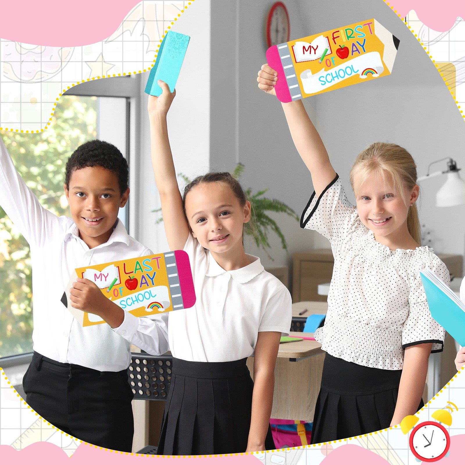 First And Last Day Of School Board Sign,Double Sided Printing Pencil Chalkboard For 1st Day Of Kindergarten Preschool, Back To School Supplies Photo Props Clearance - Image 4