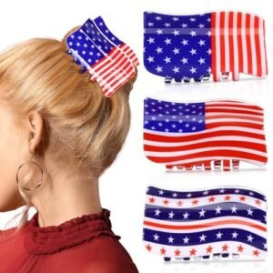 American Flag Hair Clip Set