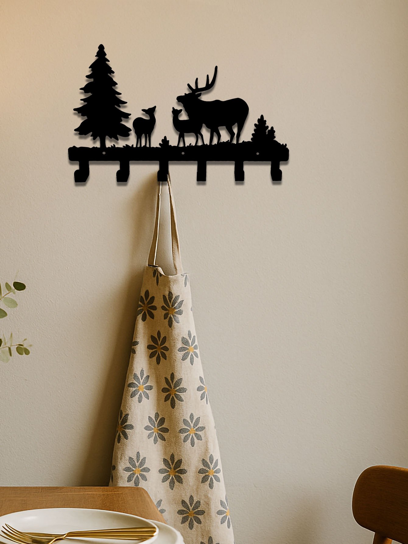 Farmhouse Rustic Animal Coat Hook Rack,Wall-Mounted Tree Branch Design Hanger - Image 5