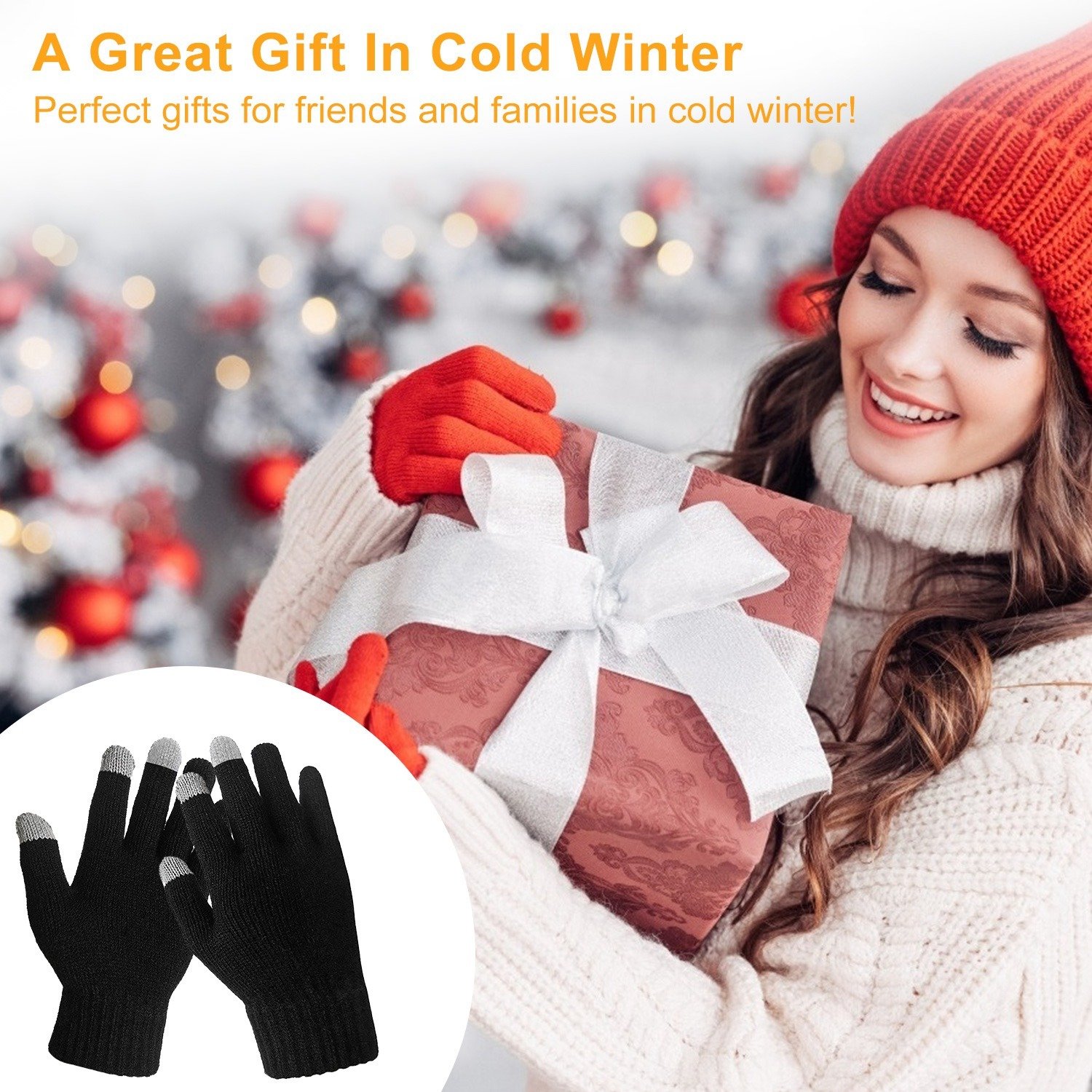 Unisex Touch Screen Gloves Full Finger Winter Warm Knitted Gloves For Warmth Running Cycling Camping Hiking - Image 2