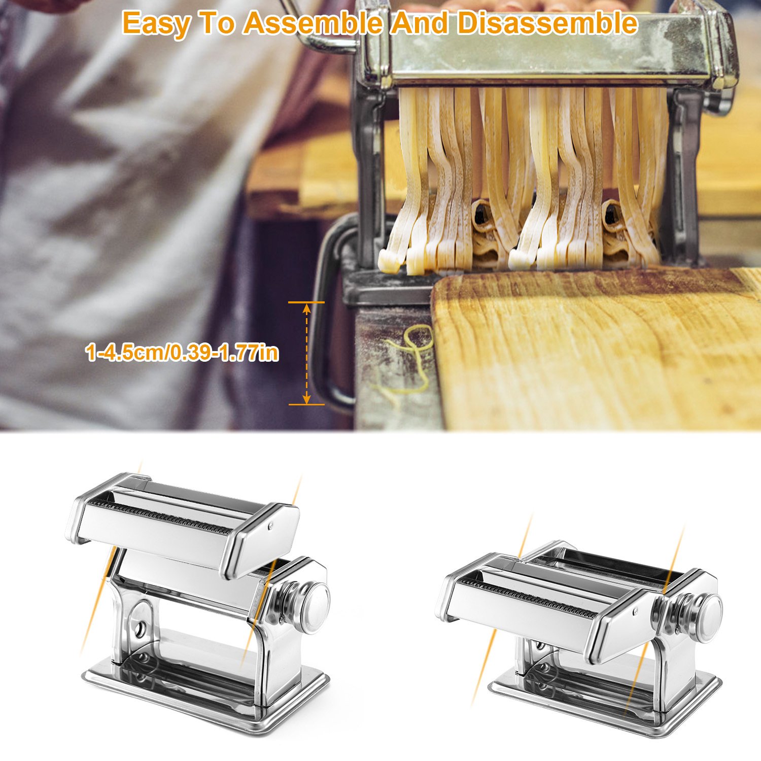 1Pc Pasta Maker Roller Machine Fettuccine Noodle Maker 9 Thickness Settings Stainless Steel - Image 2