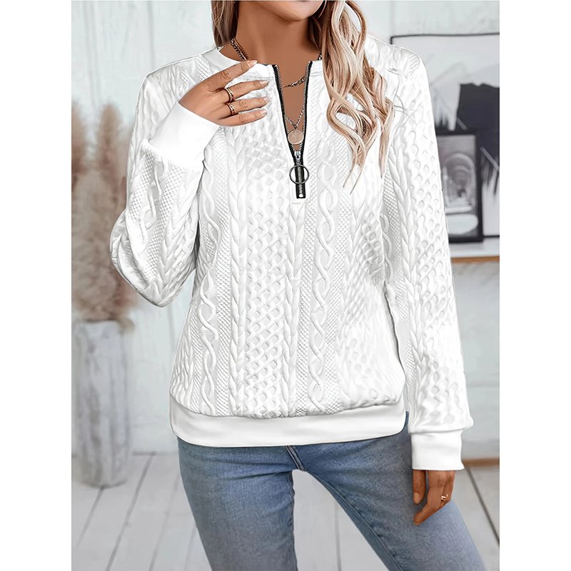Women's Textured Half Zip Pullover Tops Casual Long Sleeve Crewneck Sweatshirts - Image 8