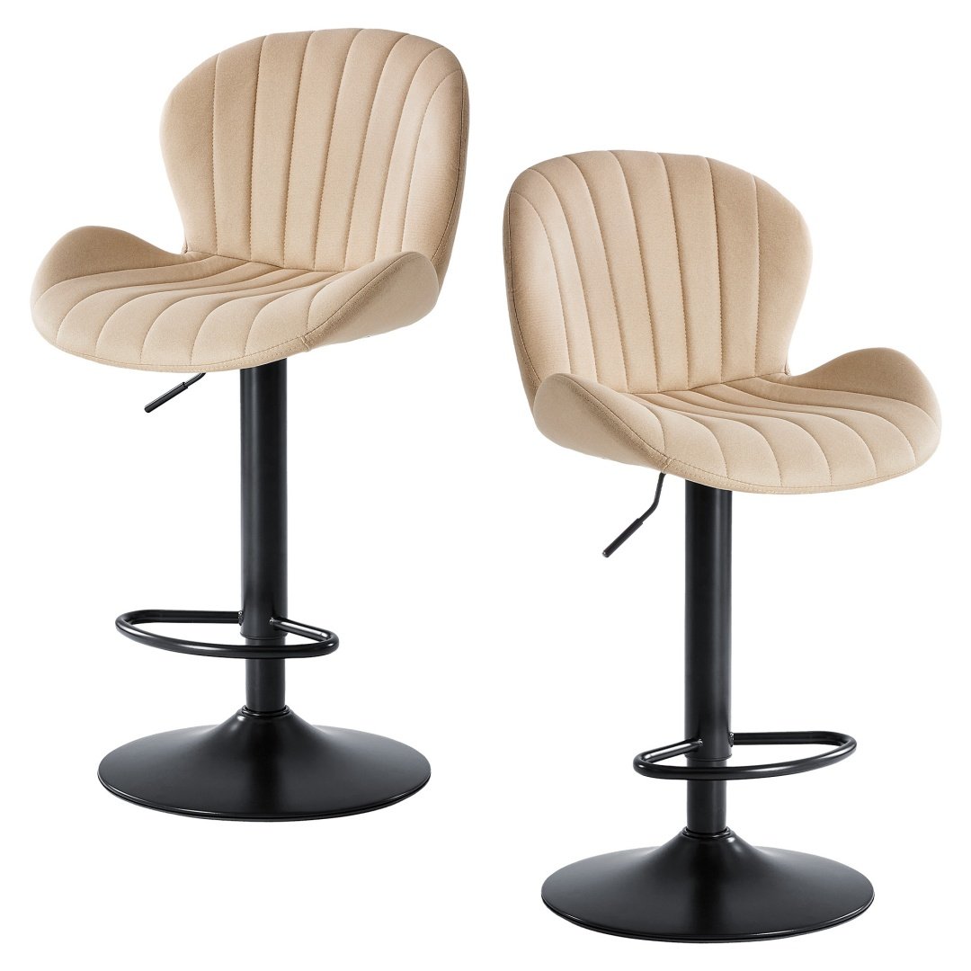 Modern Bar Stools Set Of 2, Adjustable Faux Leather Upholstered Swivel Bar Stools - Image 3