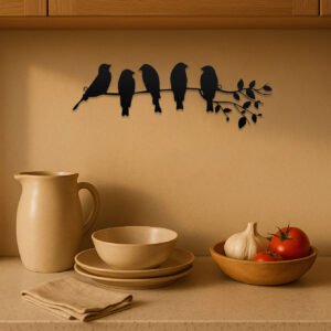 1PC Metal Bird Wall Art,Wall Ornament,The Leaves With Birds Sculpture Wall Decor