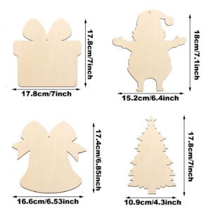 20PCS,40PCS Unfinished Paintable Blank Wooden Christmas Festival Decoration Ornaments 5 Designs Xmas Tree Hanging Wood Slices DIY Art Crafts For Christmas Party Decoration