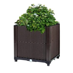 Raised Garden Bed With Self-watering System Rectangle Garden Planter For Garden Patio Balcony Elevated Planter Box For Flowers Vegetables Herbs