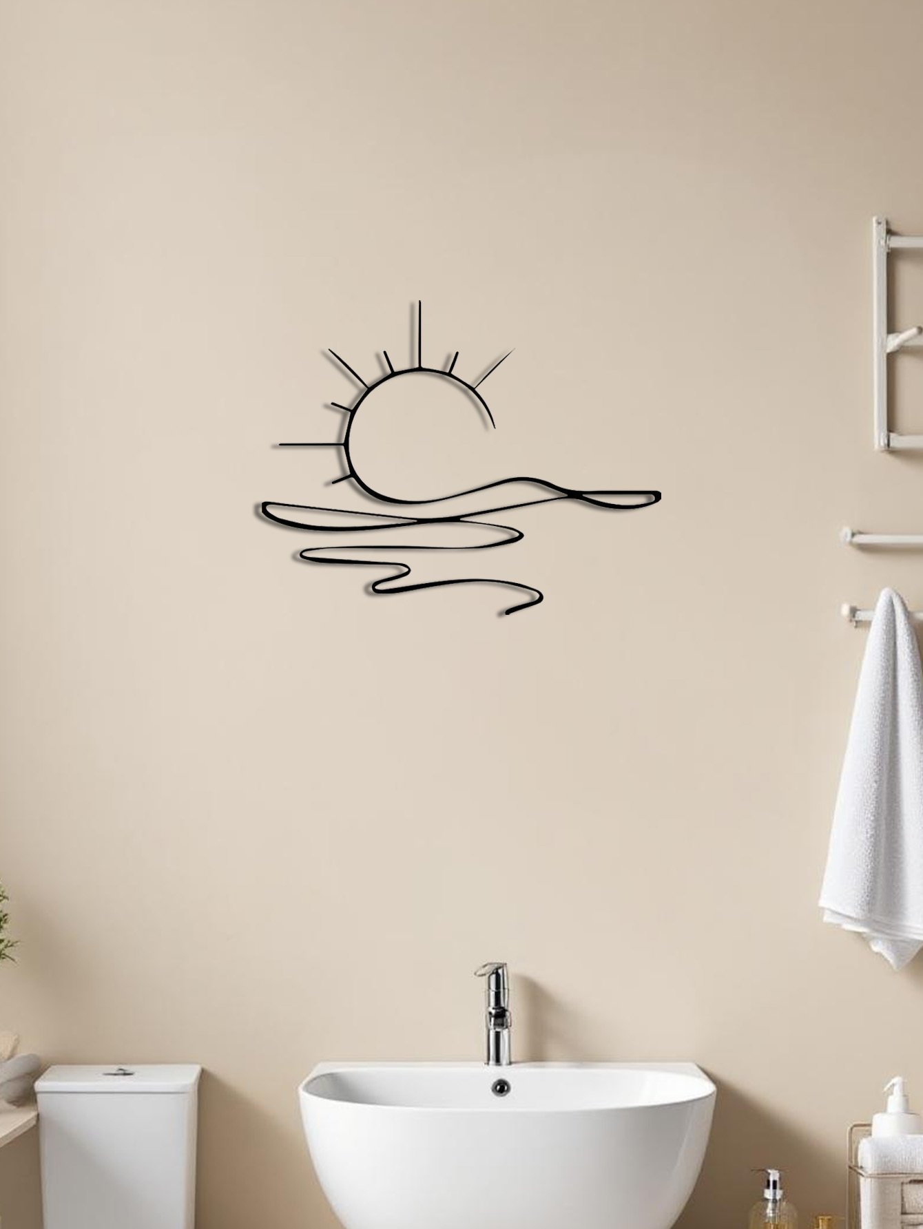 Wall Art Modern Metal Iron Wall Decor, Abstract Sun Line Design For Home - Image 2