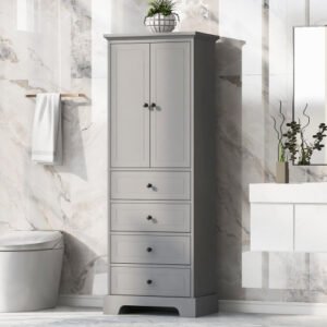 Cabinet With 2 Doors And 4 Drawers For Bathroom, Office