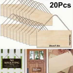 Unfinished Poplar Wood Sign With Rope - DIY Handmade Wooden Sign, Suitable For Artistic Decoration Of Walls And Doors.