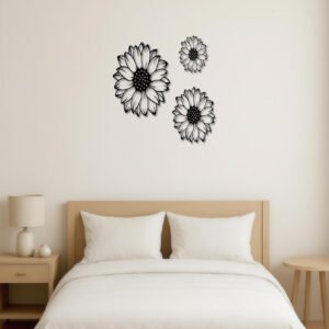 Sunflower Silhouette Pendants Set Of 3 Stunning Elegant Metal Wall Art For Decor