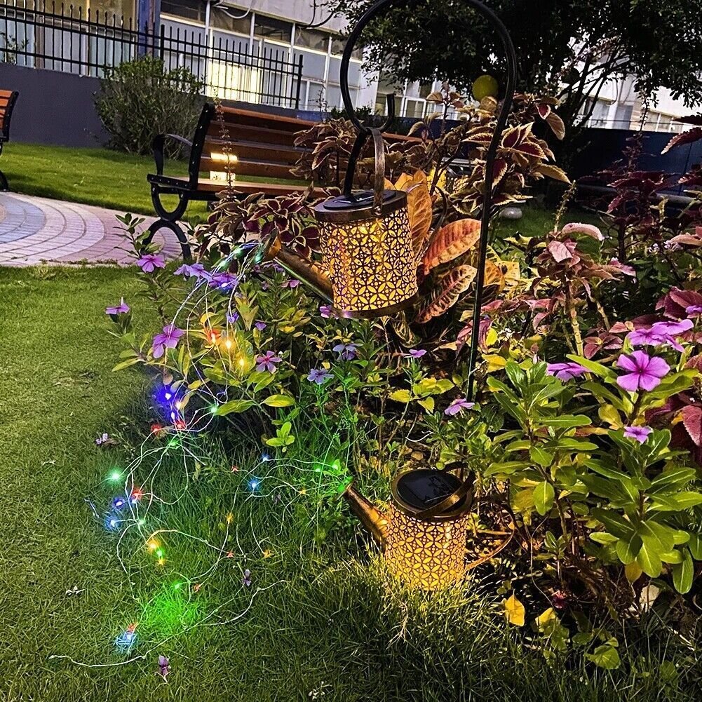 1 2pcs Watering Can Lights, Copper Solar Garden Lights For Outdoor Pathway Yard Deck Lawn Patio - Image 9