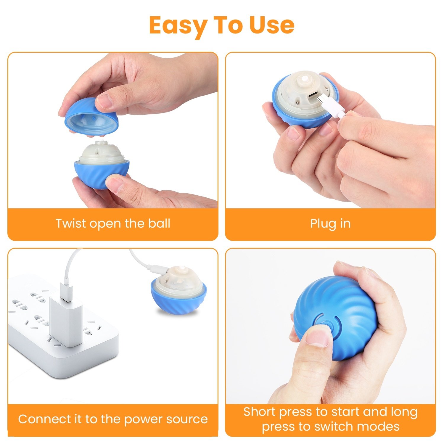 1Pc Cat Toys Ball Fast Rolling In Pouch Rechargeable Motion Activated Interactive Cat Toys For Indoor Cats Hide And Seek Mouse Catching Game - Image 10