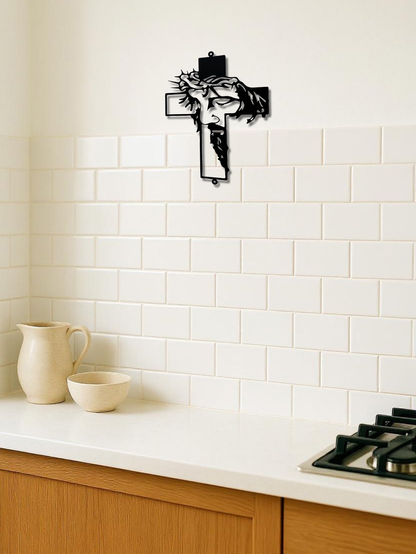 Metal Cross Sign Wall Art Weatherproof Powder-Coated Wrought Iron Cross - Image 5