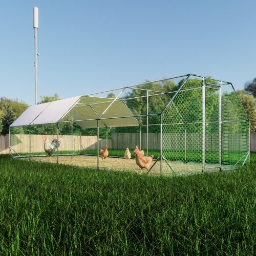 9.94 Ft. X 25.68 Ft. Galvanized Large Metal Walk In Chicken Coop Cage Farm Poultry Run Hutch Hen House - Image 5