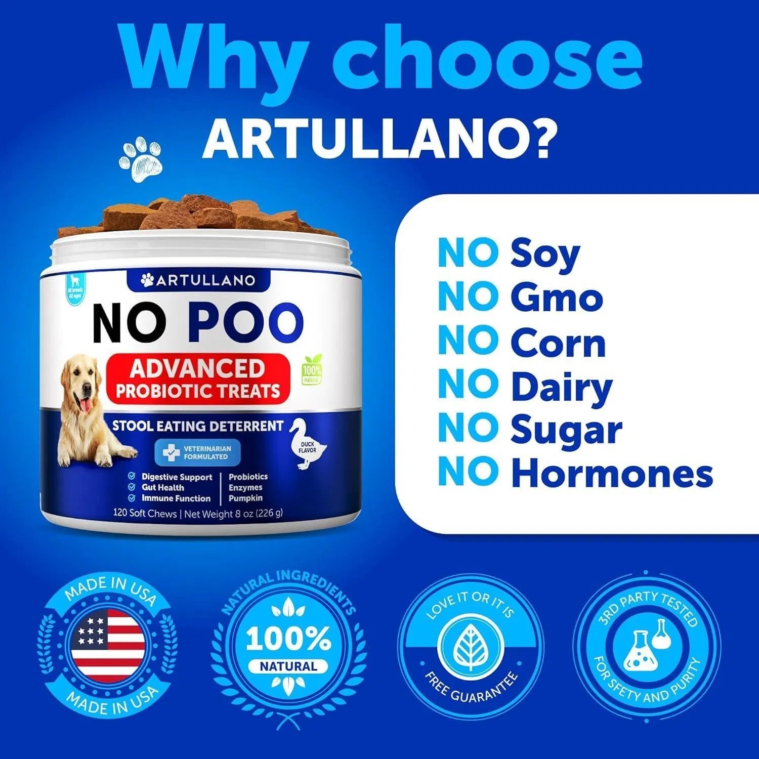 No Poo Chews For Dogs Puppy Coprophagia Stool Eating Deterrent Prevent Dog From Eating Poop Stop Eating Poop Treats With Probiotics & Enzymes Immune Digestive Gut Health Support Supplement - Image 5