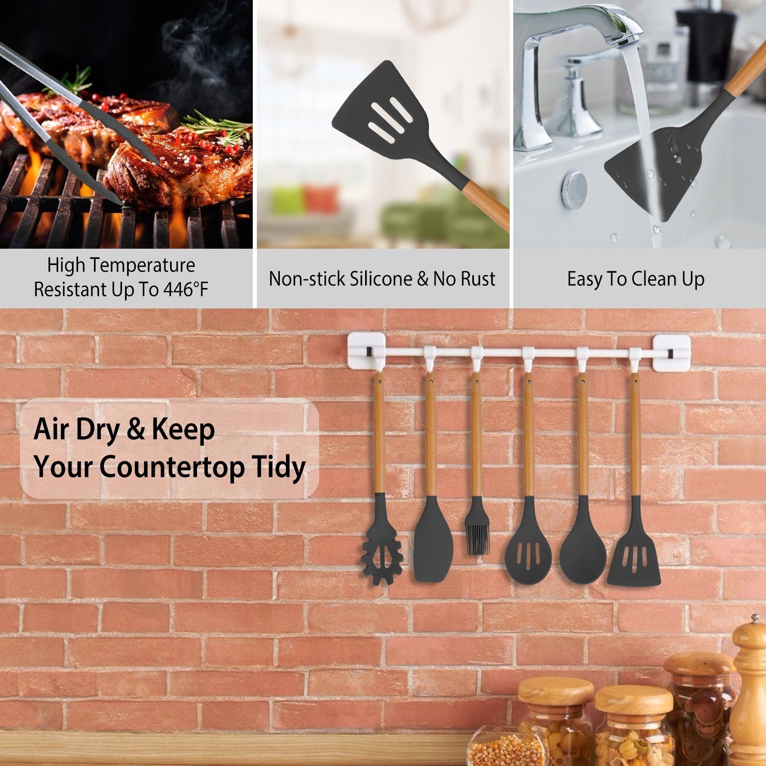 11 Piece Silicone Cooking Tool Set - Image 3