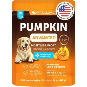 Pumpkin Powder For Dogs Digestive Support 16 OZ Fiber Supplement For Constipation For Gut Healthy Skin Digestion Glands Firm Stool Poop Anti Diarrhea Gas Relief Made In USA
