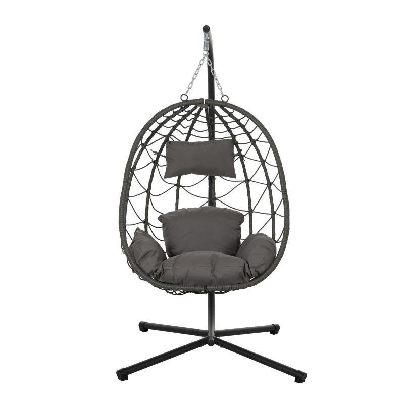 Indoor And Outdoor Swing Chair With Stand, Patio Wicker Hanging Egg Chair, Hanging Basket Chair Suitable For Bedroom, Living Room And Balcony - Image 4