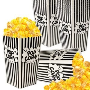 Mini Paper Popcorn Bags, Small Popcorn Bags Black And White Movie Night Popcorn Boxes For Kids Popcorn Buckets And Container For Home, Carnival Party, Decorations,Mini Paper Popcorn Bags, Small Popcor