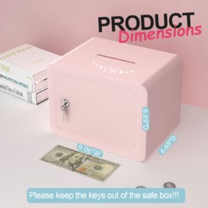 Secure Safe With Key And Password Money Home Safe, 0.23 Cubic Feet Small Safe, Mini Storage Cabinet, Suitable For Home Use, Can Store Money, Documents, And Valuable Items