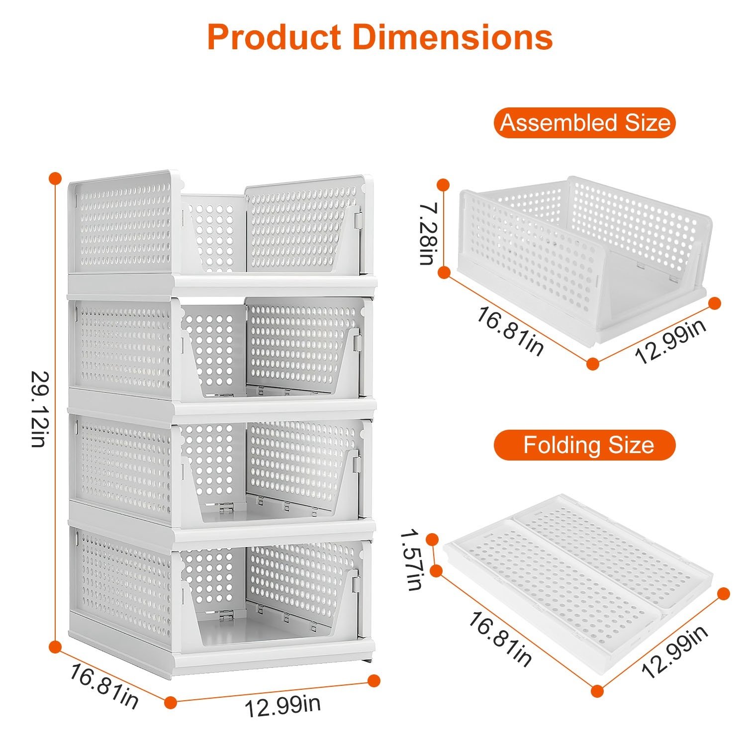 4 Packs Plastic Storage Box With Slide Rail Stackable For Living Room Bedroom Wardrobe Fedex Shipping - Image 2