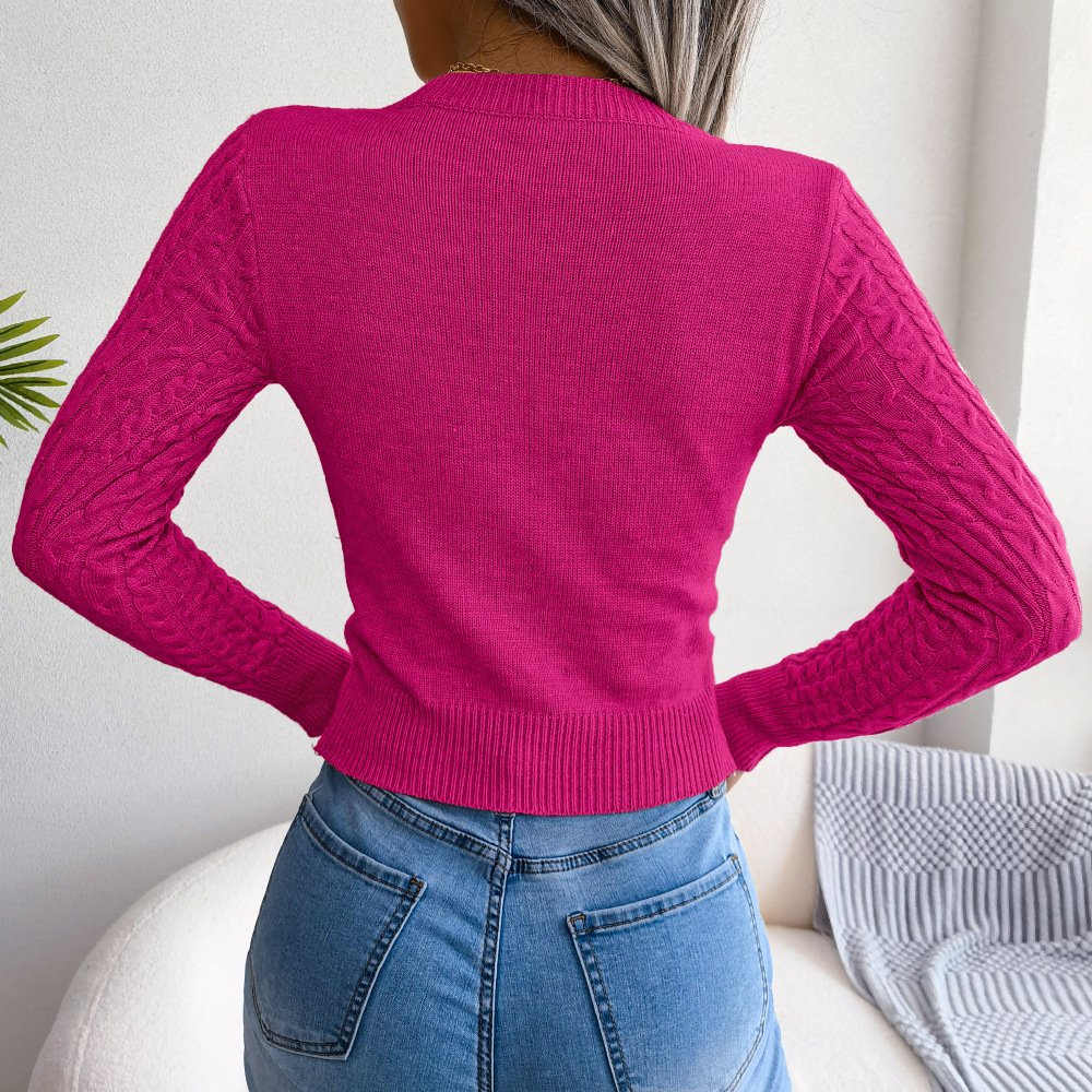Women's Lightweight Fall Sweater Tops Long Sleeve Round Neck Cutout Pullover Casual Tunic Blouse - Image 6