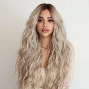 Lace Front Wig Gray Wavy
