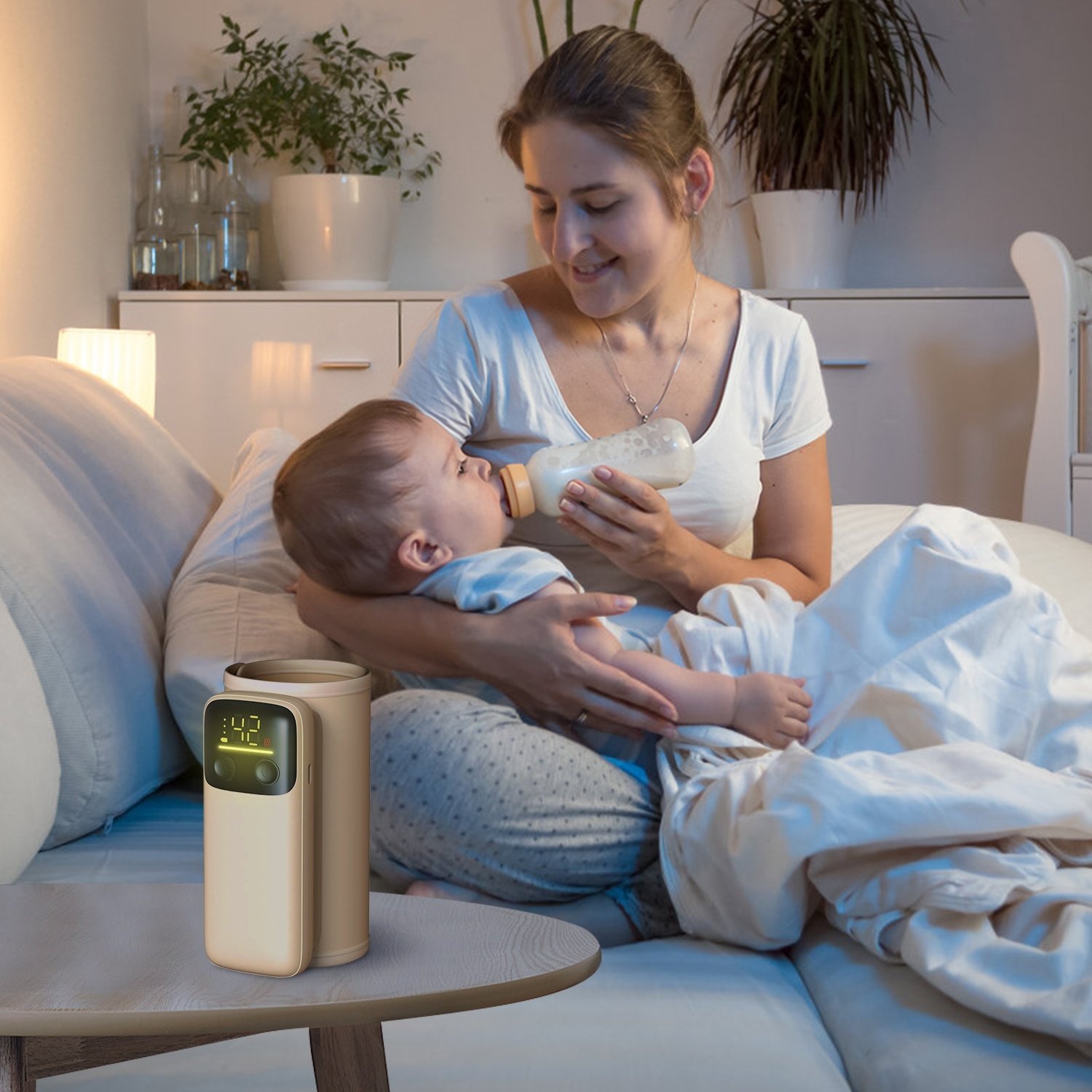 1Pc Portable Bottle Warmer With Night Light On The Go Baby Milk Warmer Milk Formula Warmer For Home Travel With 6 Heating Levels - Image 4
