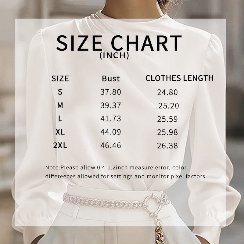 Women's Pleated Long Sleeve Blouse, Round Neck Business Casual Shirt, Dressy Fall 2025 Work Tops - Image 8