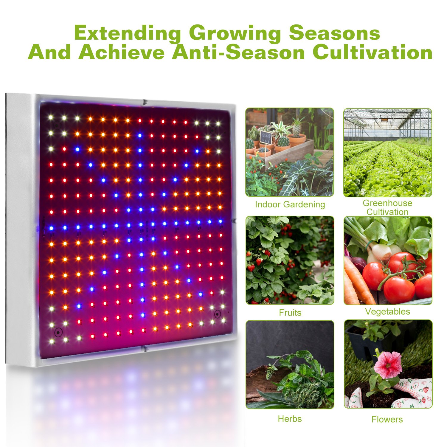 1 Set LED Grow Light Full Spectrum Hanging 225 LEDs Plant Grow Lamp Indoor Grow Light For Greenhouse Succulents Seedlings Plants Veg And Flower - Image 7