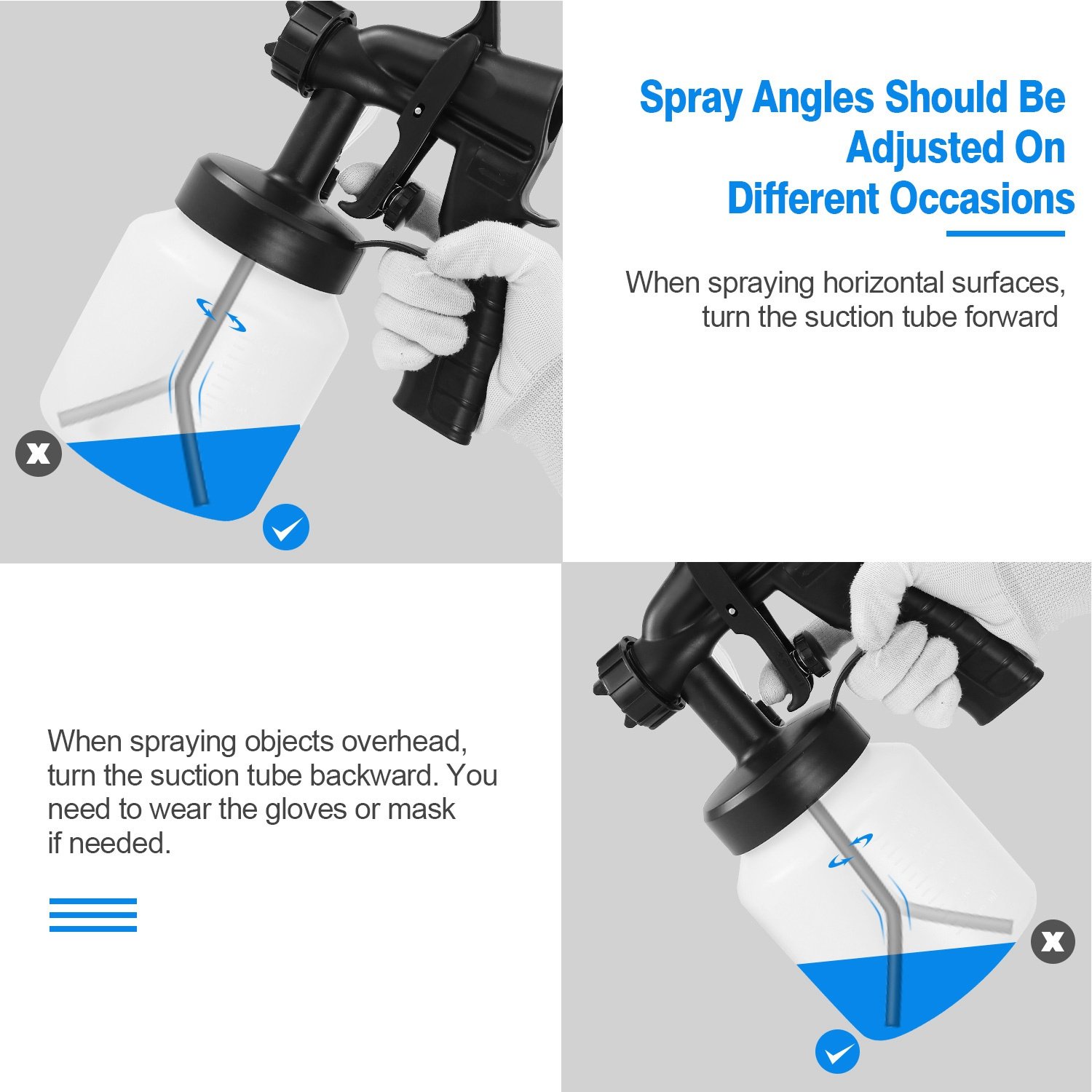 800ML Paint Sprayer 650W Paint Sprayer 800ML,minimum Output HVLP Oil Primer Water Spray, With 3 Spraying Modes Motor And Removable Container - Image 9
