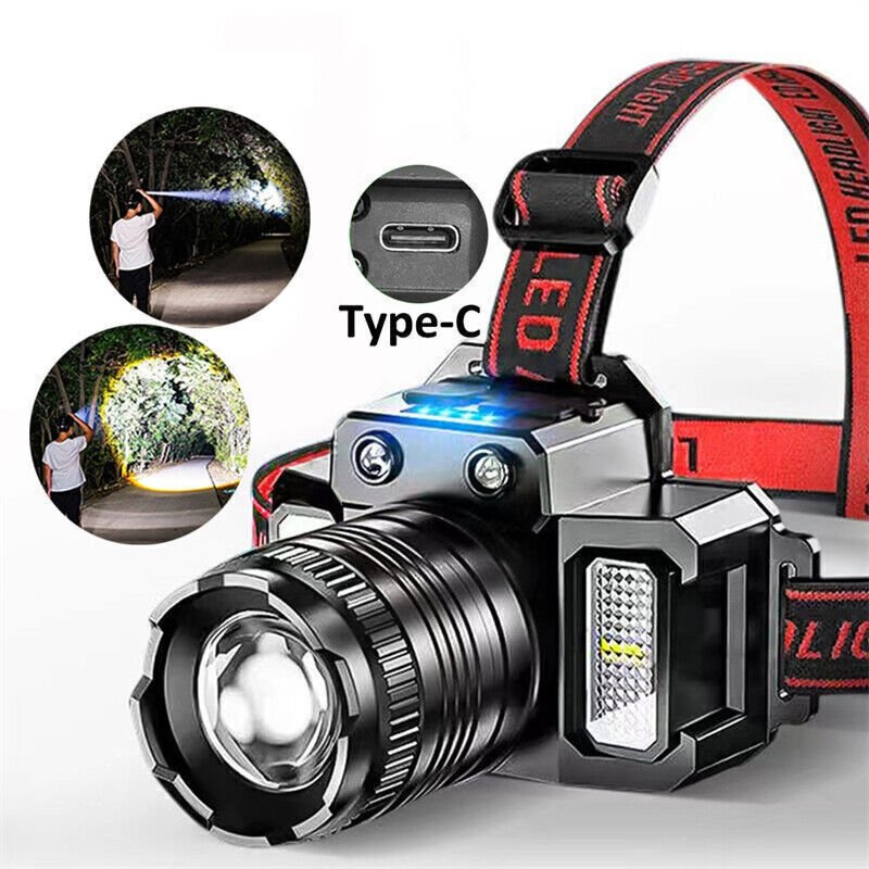 LED Tactical Headlamp Head Torch USB Rechargeable Motion Sensor Headlight Zoomable 5 Modes Emergency Power Bank For Mobile Phone - Image 3