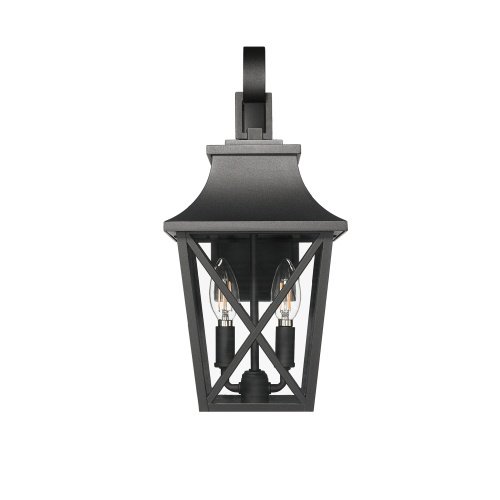 Black Outdoor Wall Light 2 Lights, Large Outdoor Modern Wall Light Fixtures, Industrial Porch Light Wall Mounted With Glass, Waterproof Farmhouse Exterior Light Lighting - Image 2