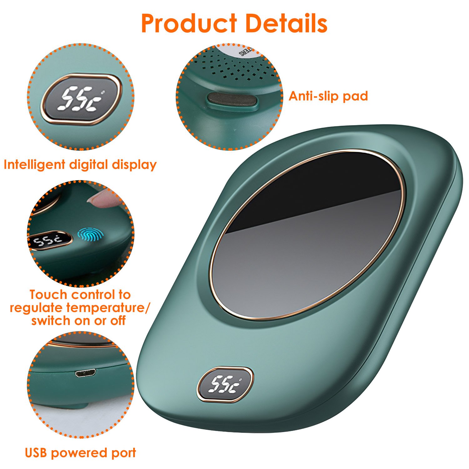 3 Color Options -- 1Pc Electric Coffee Mug Warmer For Desk Auto Shut Off USB Tea Milk Beverage Cup Heater Heating Plate For Office Home 3 Temperature Setting - Image 5