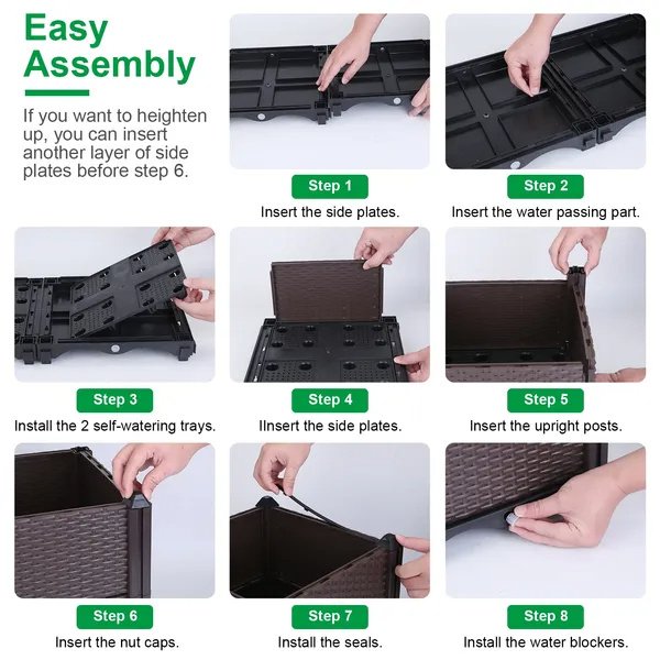 Raised Garden Bed With Self-watering System Rectangle Garden Planter For Garden Patio Balcony Elevated Planter Box For Flowers Vegetables Herbs - Image 7