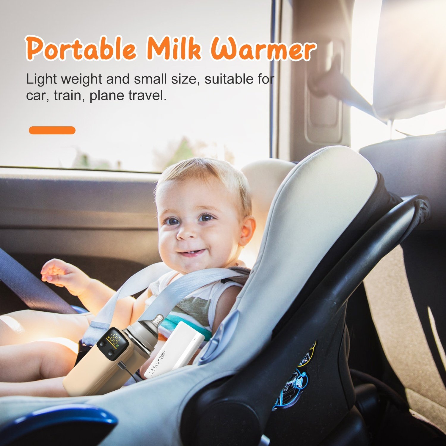 1Pc Portable Bottle Warmer With Night Light On The Go Baby Milk Warmer Milk Formula Warmer For Home Travel With 6 Heating Levels - Image 7