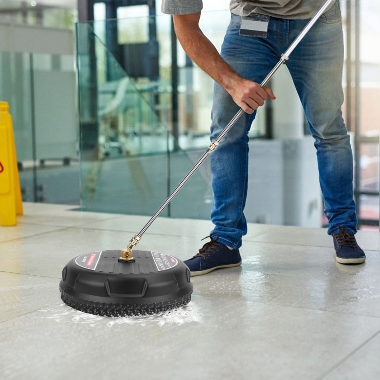 1 Set 15in High Pressure Flat Surface Cleaner 4000PSI Disc Power Washer Broom With 2 Washer Extension Wands 2Pc Replacement Nozzles - Image 7