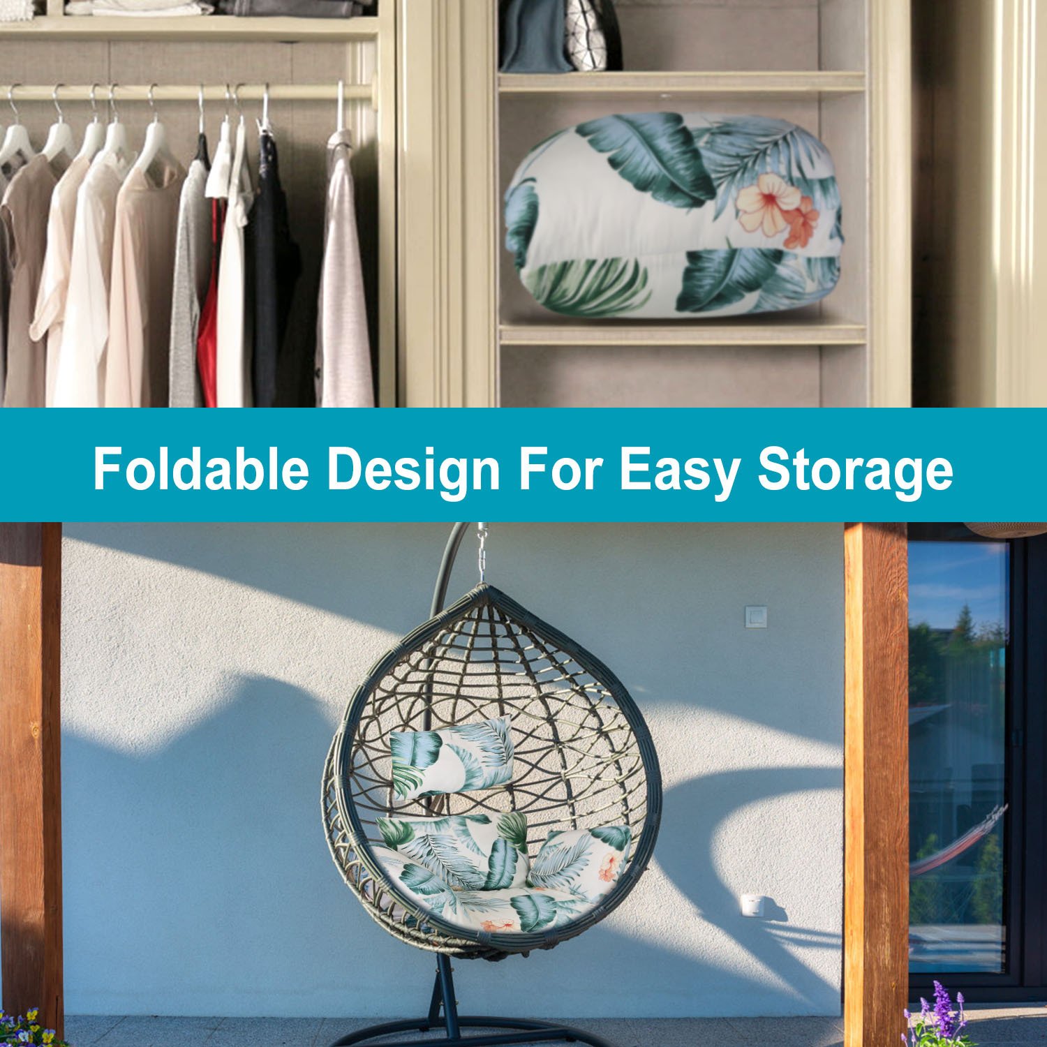 1Pc Egg Chair Cushion Hanging Basket Seat Cushion Thicken Soft Egg Swing Chair Pad Hanging Egg Chair Cushion With Headrest - Image 5