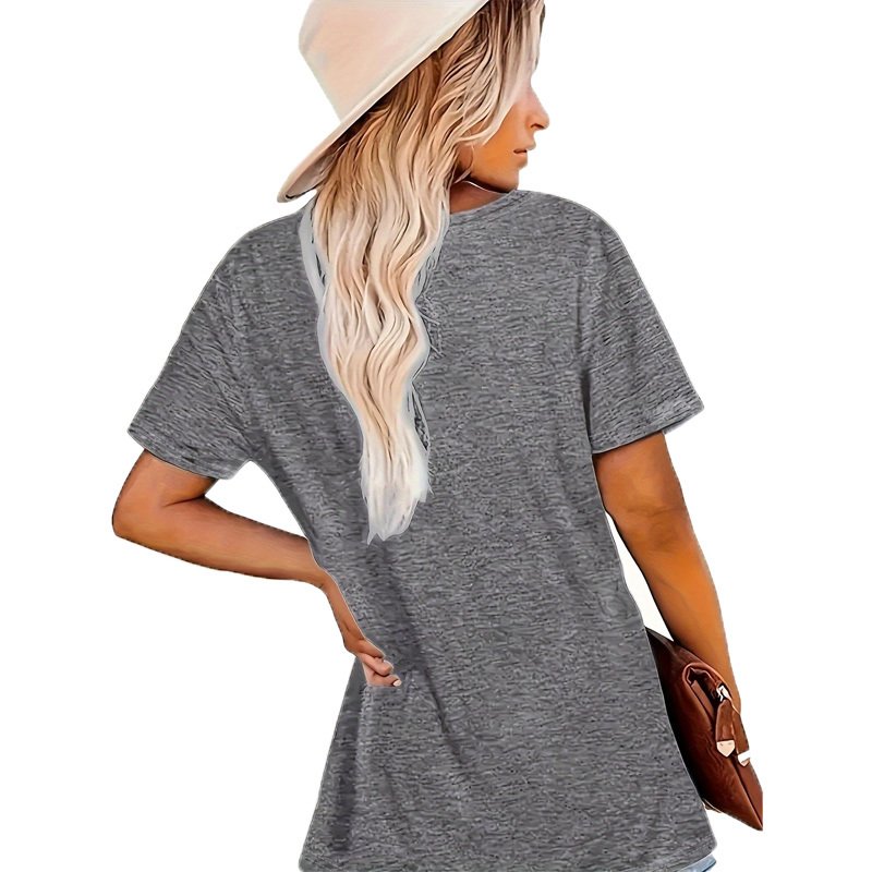 Women's Floral Print Round Neck Tee - Basic Summer Casual T-Shirt - Image 2