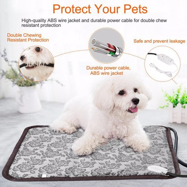 Pet Heating Pad, Waterproof Adjustable Warm Blanket, With Anti Bite Steel Rope Box - Image 4