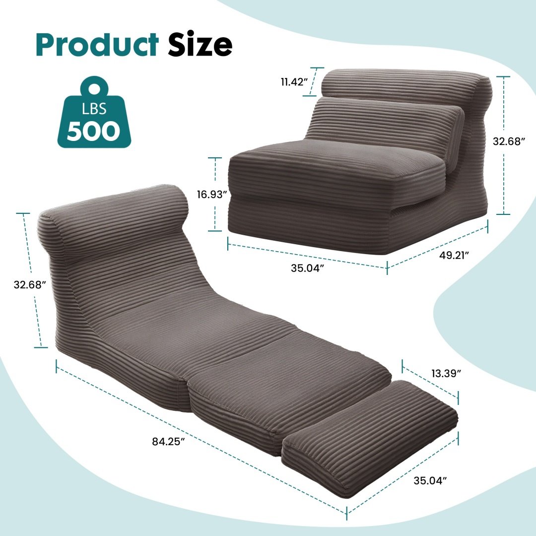Folding Sofa Bed, Convertible Comfy Sleeper Chair With Back Support, Foldable Floor Sofa Bed Couch - Image 4