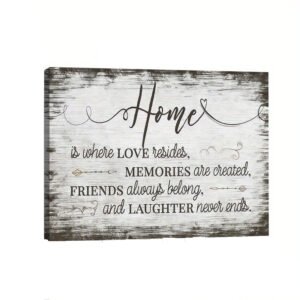 A Canvas With A Wooden Frame, Ready To Hang, Wooden Frame Farmhouse-style Wall Decoration 'Home Is A Sweet Haven' Decor, 'Love Is Here,' Framed Wall Art, Housewarming Gift, Rustic Chic Decor