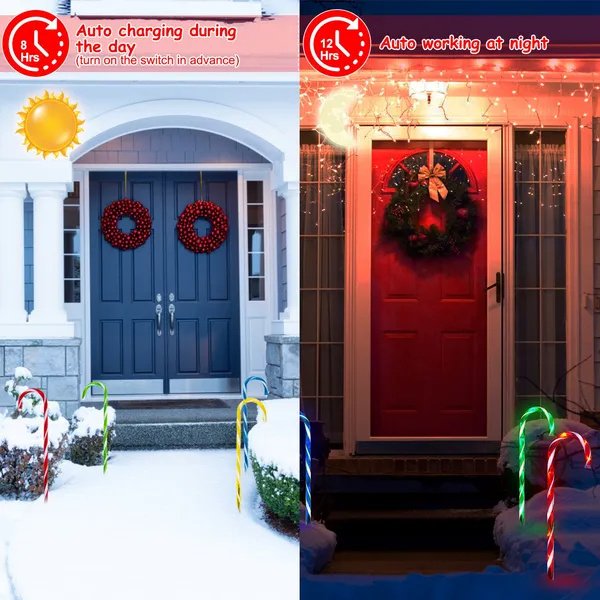 Solar Christmas Candy Cane Light IP55 Waterproof Stake Light - Image 6